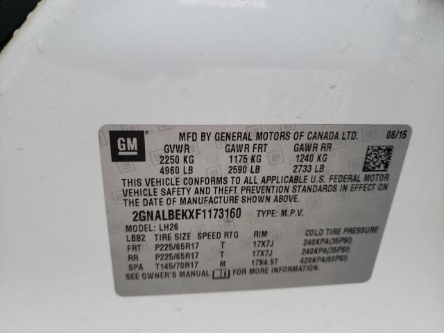 Photo 9 VIN: 2GNALBEKXF1173160 - CHEVROLET EQUINOX LT 
