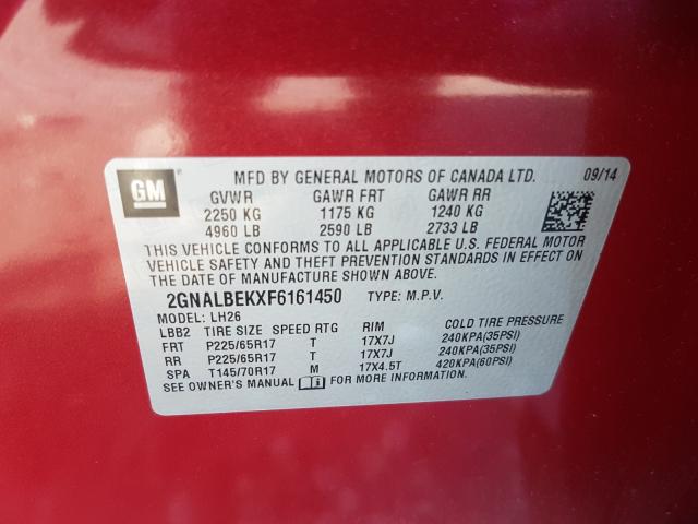 Photo 9 VIN: 2GNALBEKXF6161450 - CHEVROLET EQUINOX LT 