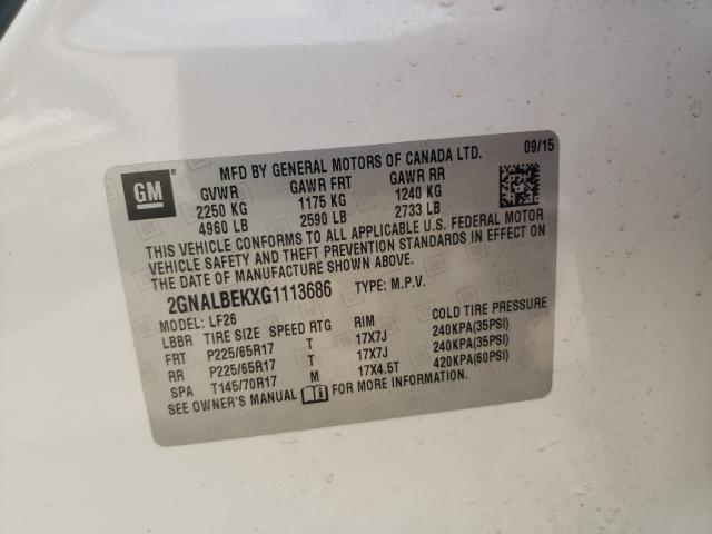 Photo 9 VIN: 2GNALBEKXG1113686 - CHEVROLET EQUINOX LS 