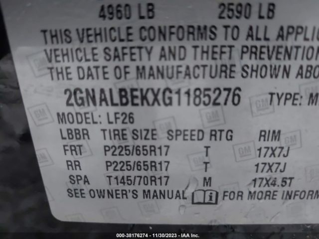 Photo 8 VIN: 2GNALBEKXG1185276 - CHEVROLET EQUINOX 