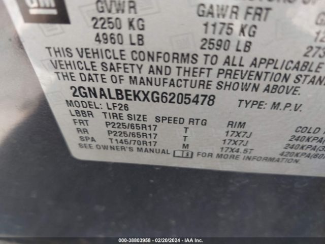 Photo 8 VIN: 2GNALBEKXG6205478 - CHEVROLET EQUINOX 