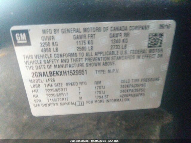 Photo 8 VIN: 2GNALBEKXH1529951 - CHEVROLET EQUINOX 