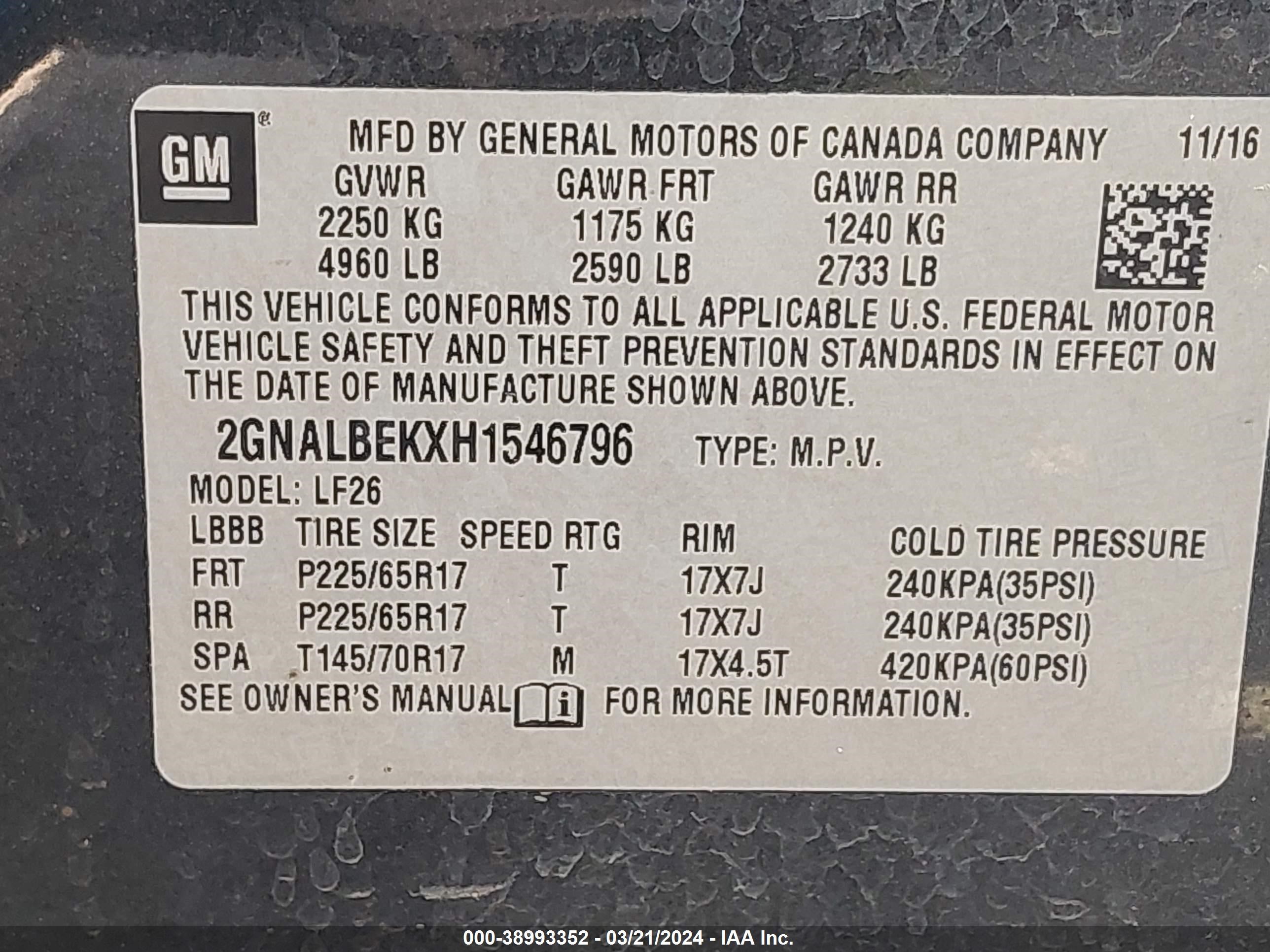 Photo 8 VIN: 2GNALBEKXH1546796 - CHEVROLET EQUINOX 