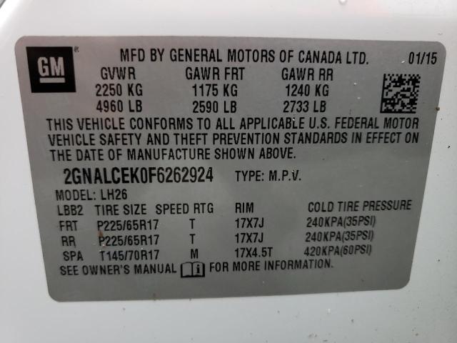 Photo 9 VIN: 2GNALCEK0F6262924 - CHEVROLET EQUINOX LT 