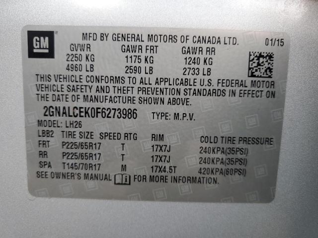 Photo 12 VIN: 2GNALCEK0F6273986 - CHEVROLET EQUINOX LT 