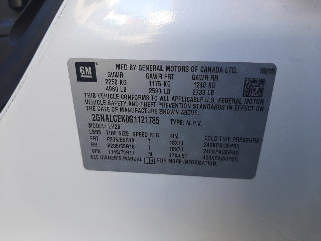 Photo 9 VIN: 2GNALCEK0G1121785 - CHEVROLET EQUINOX LT 