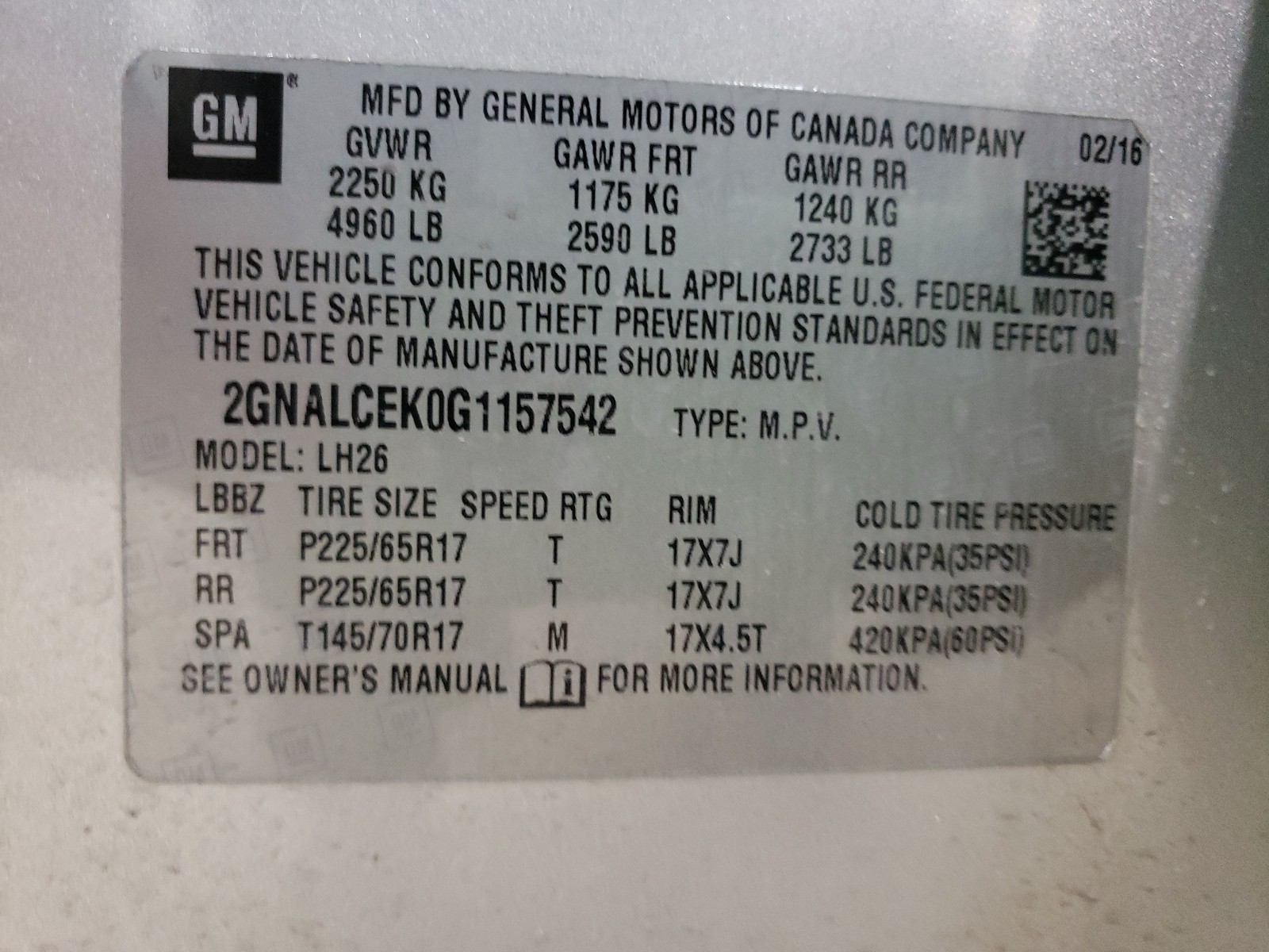 Photo 9 VIN: 2GNALCEK0G1157542 - CHEVROLET EQUINOX LT 