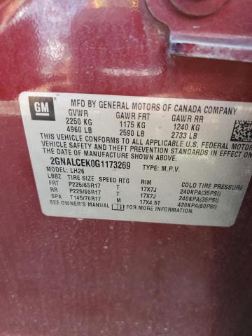 Photo 9 VIN: 2GNALCEK0G1173269 - CHEVROLET EQUINOX LT 