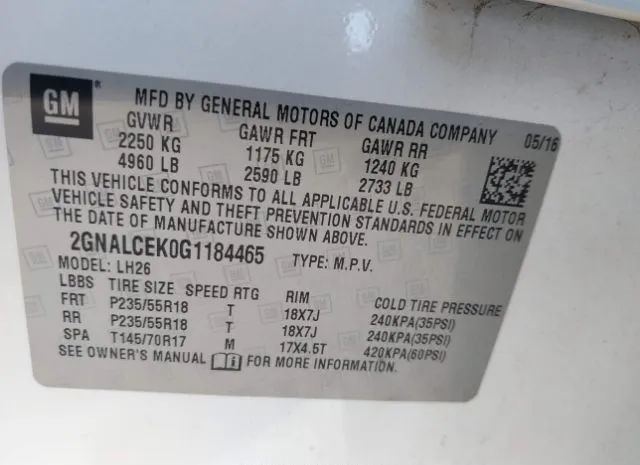 Photo 8 VIN: 2GNALCEK0G1184465 - CHEVROLET EQUINOX 