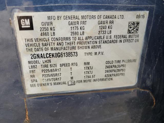 Photo 11 VIN: 2GNALCEK0G6138573 - CHEVROLET EQUINOX LT 