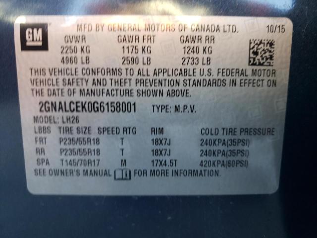 Photo 13 VIN: 2GNALCEK0G6158001 - CHEVROLET EQUINOX LT 