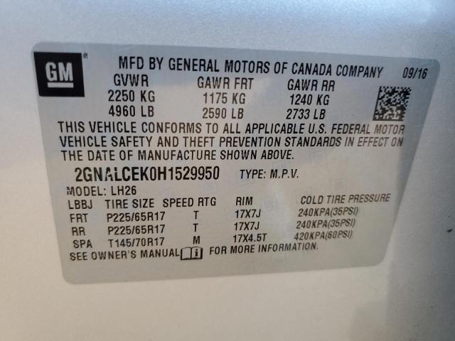 Photo 12 VIN: 2GNALCEK0H1529950 - CHEVROLET EQUINOX LT 