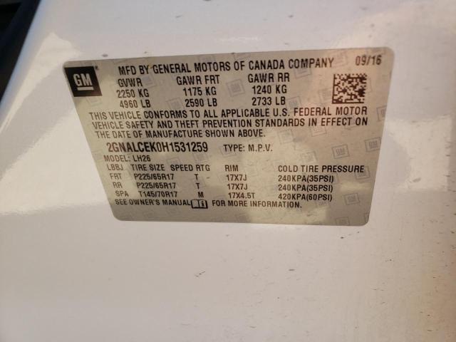 Photo 9 VIN: 2GNALCEK0H1531259 - CHEVROLET EQUINOX LT 