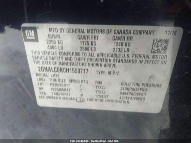 Photo 8 VIN: 2GNALCEK0H1550717 - CHEVROLET EQUINOX 