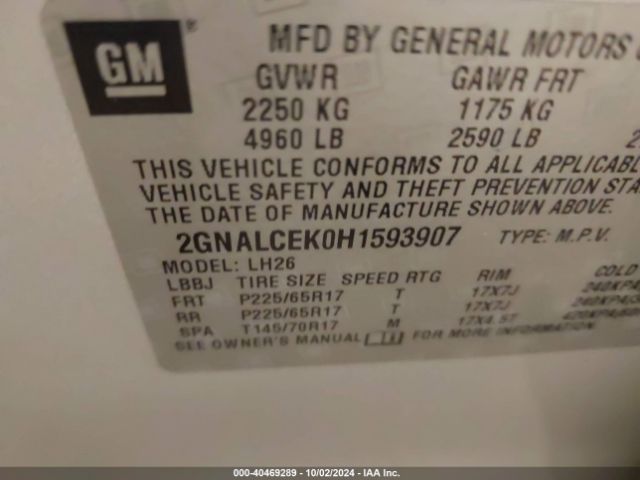 Photo 8 VIN: 2GNALCEK0H1593907 - CHEVROLET EQUINOX 