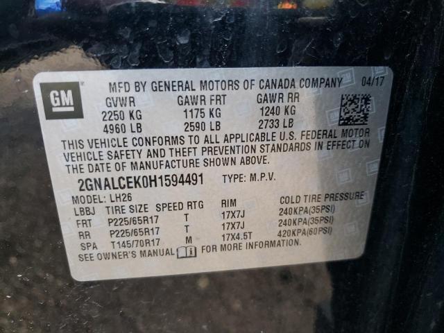 Photo 9 VIN: 2GNALCEK0H1594491 - CHEVROLET EQUINOX LT 