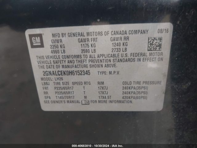 Photo 8 VIN: 2GNALCEK0H6152345 - CHEVROLET EQUINOX 