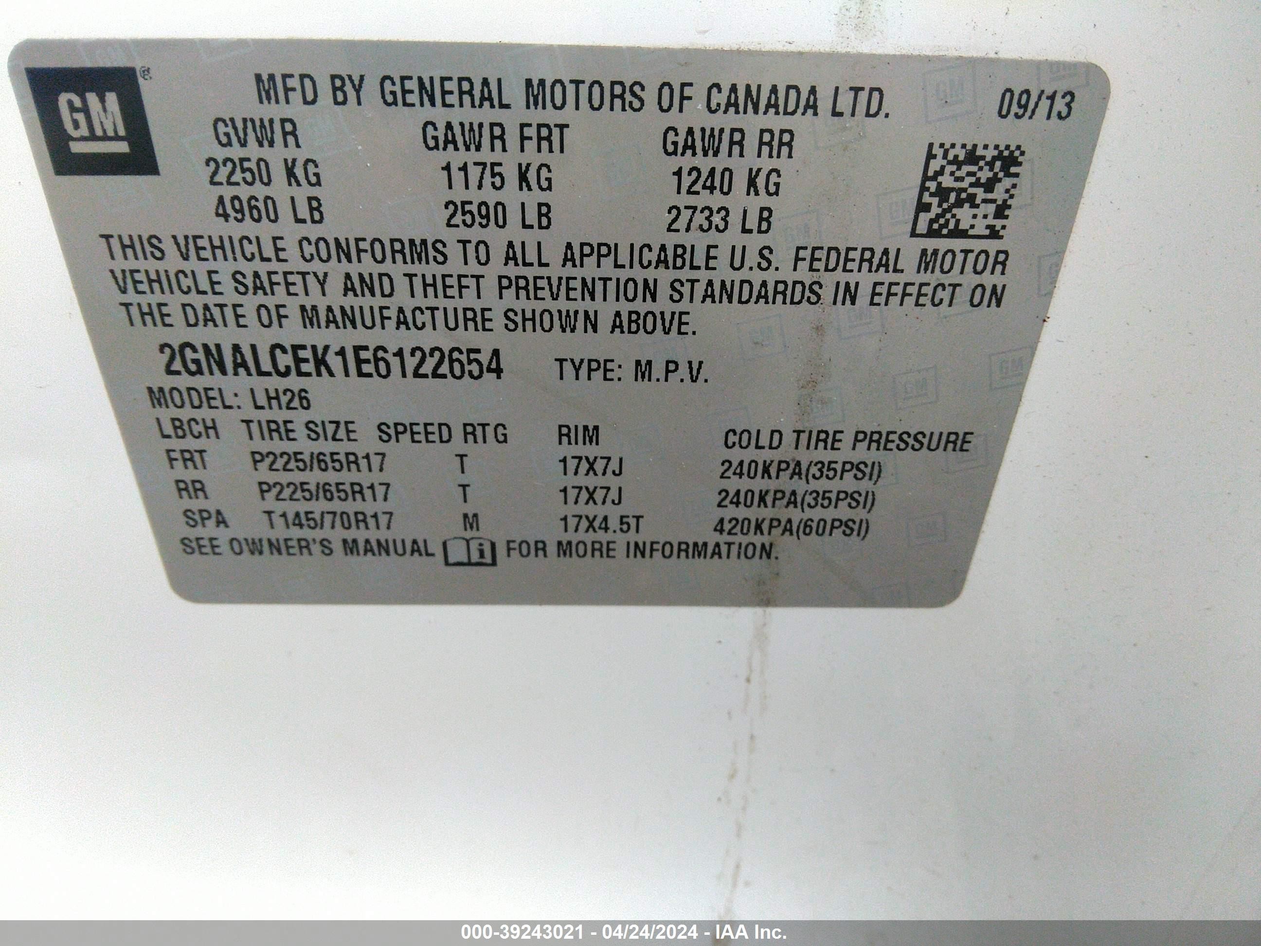 Photo 8 VIN: 2GNALCEK1E6122654 - CHEVROLET EQUINOX 