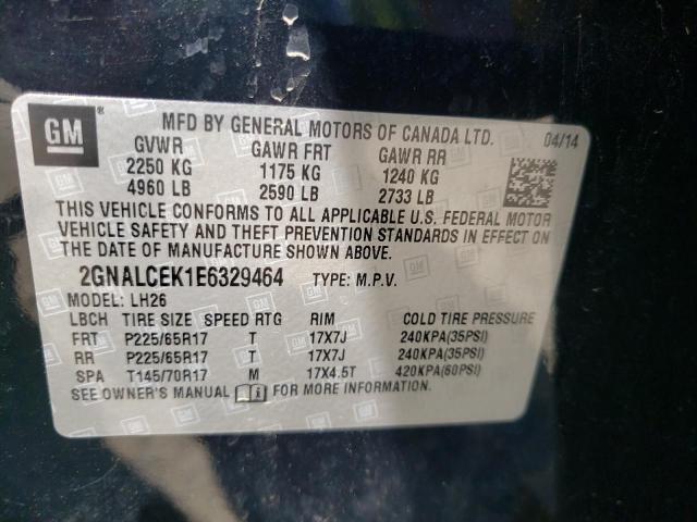 Photo 9 VIN: 2GNALCEK1E6329464 - CHEVROLET EQUINOX LT 