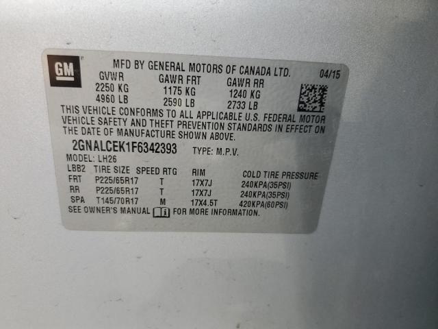 Photo 12 VIN: 2GNALCEK1F6342393 - CHEVROLET EQUINOX LT 