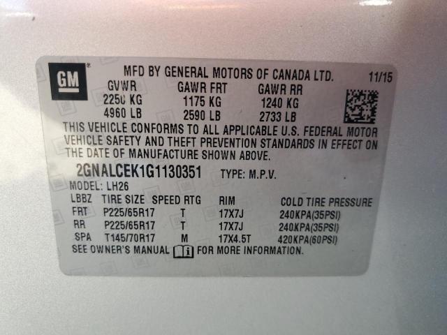 Photo 12 VIN: 2GNALCEK1G1130351 - CHEVROLET EQUINOX 