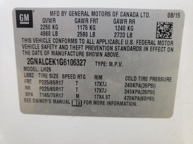 Photo 9 VIN: 2GNALCEK1G6106327 - CHEVROLET EQUINOX 