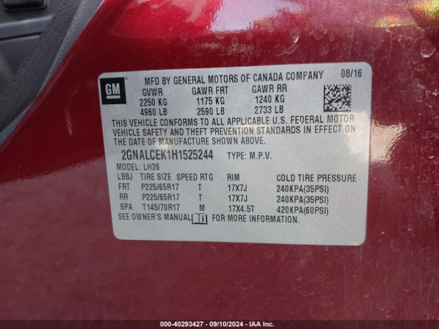 Photo 8 VIN: 2GNALCEK1H1525244 - CHEVROLET EQUINOX 