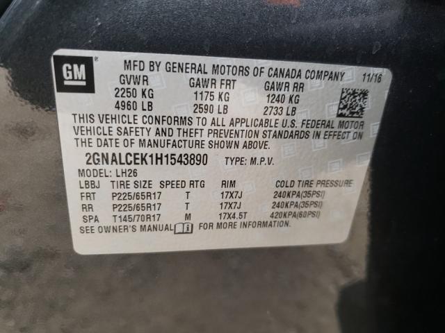 Photo 9 VIN: 2GNALCEK1H1543890 - CHEVROLET EQUINOX LT 