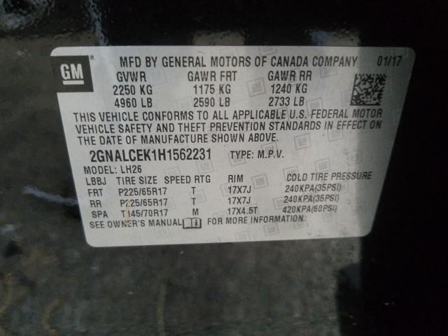 Photo 9 VIN: 2GNALCEK1H1562231 - CHEVROLET EQUINOX LT 