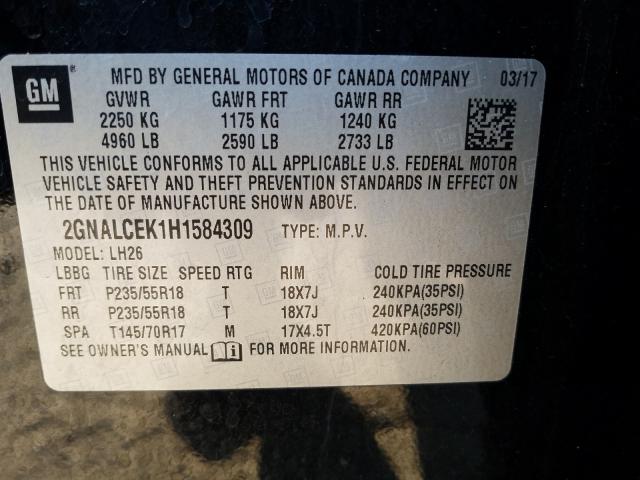 Photo 9 VIN: 2GNALCEK1H1584309 - CHEVROLET EQUINOX LT 