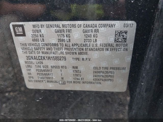 Photo 8 VIN: 2GNALCEK1H1585279 - CHEVROLET EQUINOX 