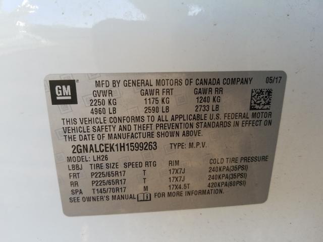 Photo 9 VIN: 2GNALCEK1H1599263 - CHEVROLET EQUINOX LT 