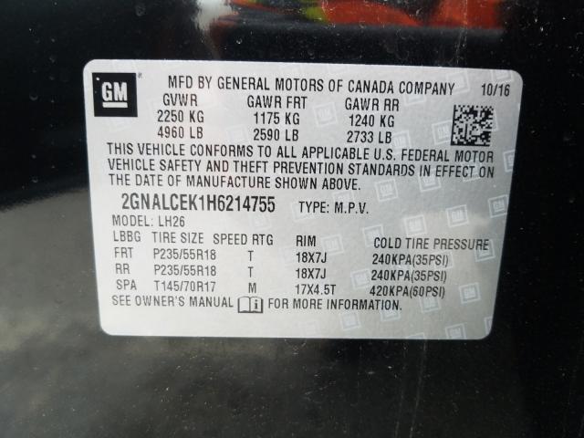 Photo 9 VIN: 2GNALCEK1H6214755 - CHEVROLET EQUINOX LT 