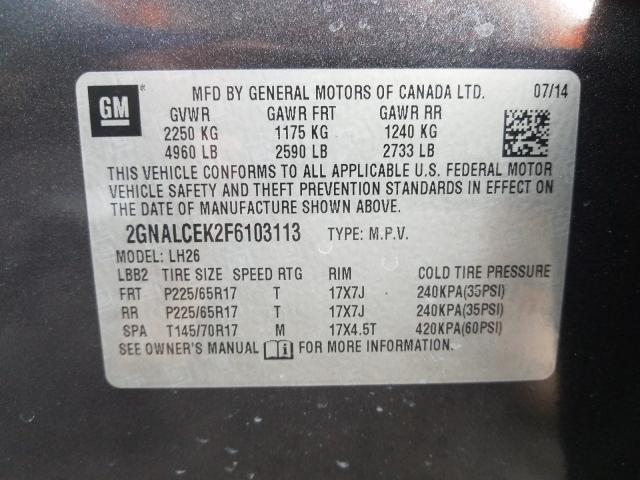 Photo 9 VIN: 2GNALCEK2F6103113 - CHEVROLET EQUINOX LT 