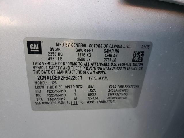 Photo 9 VIN: 2GNALCEK2F6422611 - CHEVROLET EQUINOX LT 