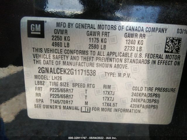 Photo 8 VIN: 2GNALCEK2G1171538 - CHEVROLET EQUINOX 