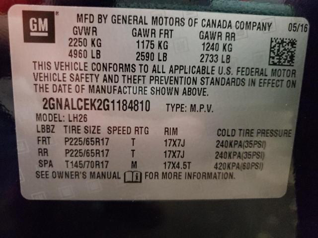 Photo 9 VIN: 2GNALCEK2G1184810 - CHEVROLET EQUINOX LT 