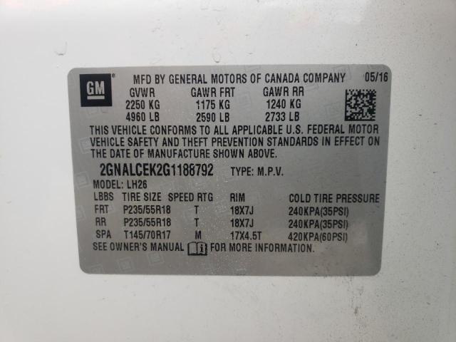 Photo 9 VIN: 2GNALCEK2G1188792 - CHEVROLET EQUINOX LT 