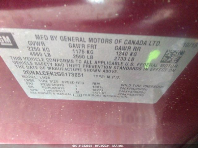 Photo 8 VIN: 2GNALCEK2G6173051 - CHEVROLET EQUINOX 