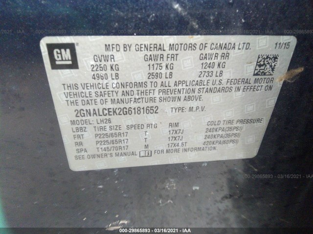 Photo 8 VIN: 2GNALCEK2G6181652 - CHEVROLET EQUINOX 