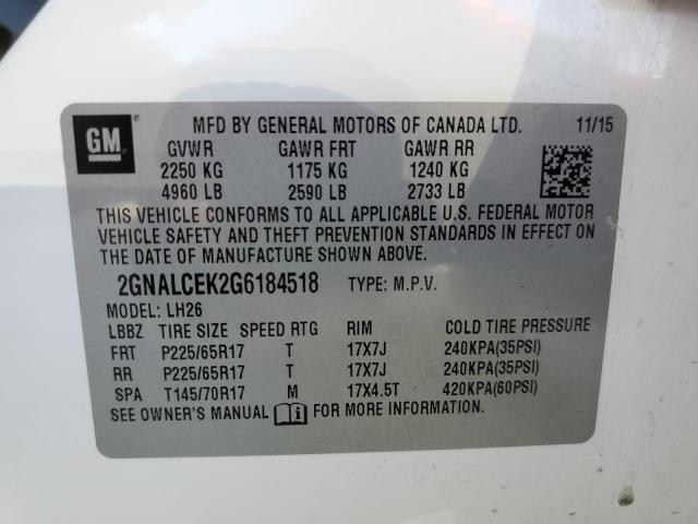 Photo 12 VIN: 2GNALCEK2G6184518 - CHEVROLET EQUINOX LT 