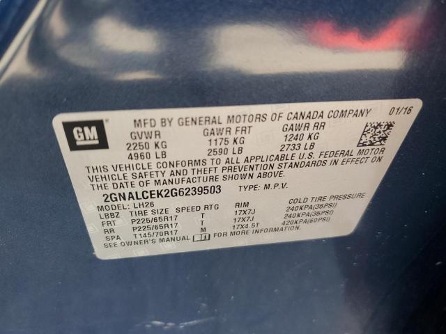 Photo 12 VIN: 2GNALCEK2G6239503 - CHEVROLET EQUINOX LT 