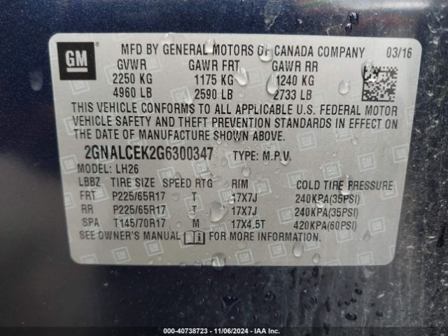 Photo 8 VIN: 2GNALCEK2G6300347 - CHEVROLET EQUINOX 