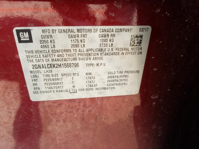 Photo 9 VIN: 2GNALCEK2H1568796 - CHEVROLET EQUINOX LT 