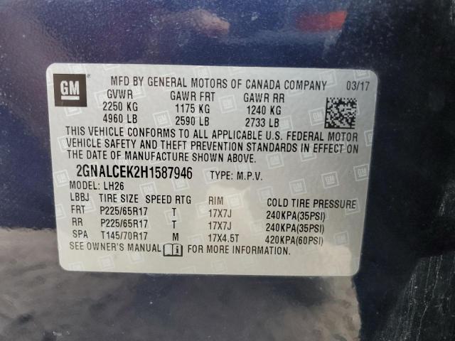 Photo 11 VIN: 2GNALCEK2H1587946 - CHEVROLET EQUINOX LT 