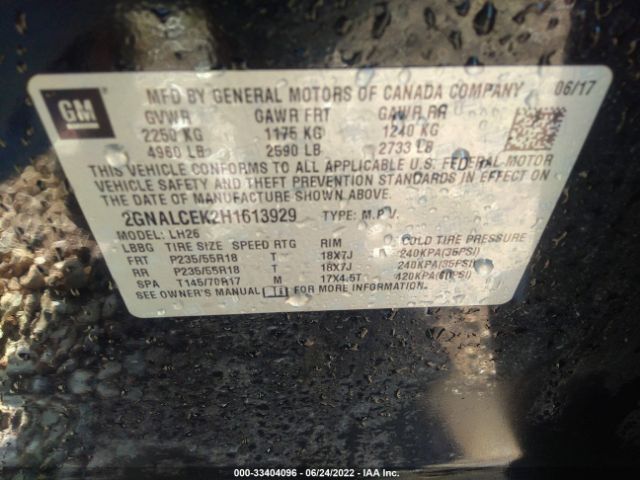 Photo 8 VIN: 2GNALCEK2H1613929 - CHEVROLET EQUINOX 