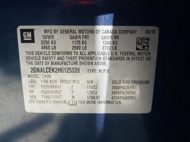 Photo 9 VIN: 2GNALCEK2H6125339 - CHEVROLET EQUINOX LT 