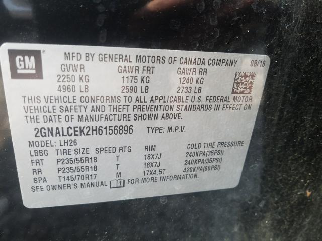 Photo 9 VIN: 2GNALCEK2H6156896 - CHEVROLET EQUINOX LT 