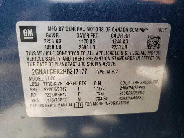 Photo 11 VIN: 2GNALCEK2H6217177 - CHEVROLET EQUINOX LT 