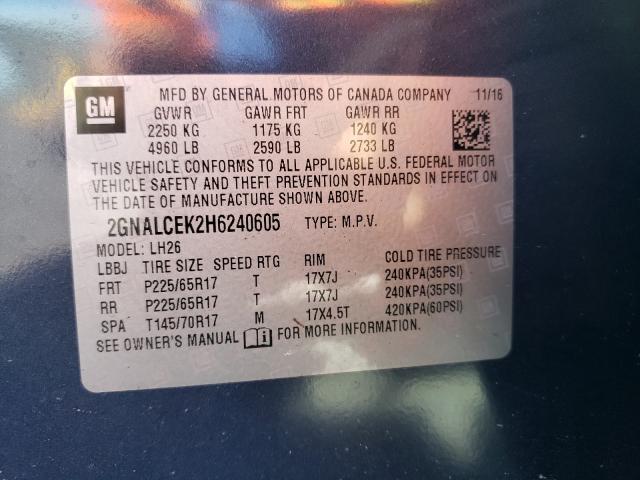 Photo 9 VIN: 2GNALCEK2H6240605 - CHEVROLET EQUINOX LT 